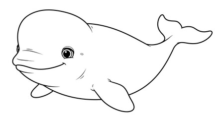 Obraz premium Smiling Baby Beluga Whale Character for Kids Fun Sea Creature Coloring