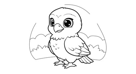 Noble Baby Eagle Character for Kids Fun Flying Animals Coloring Activity