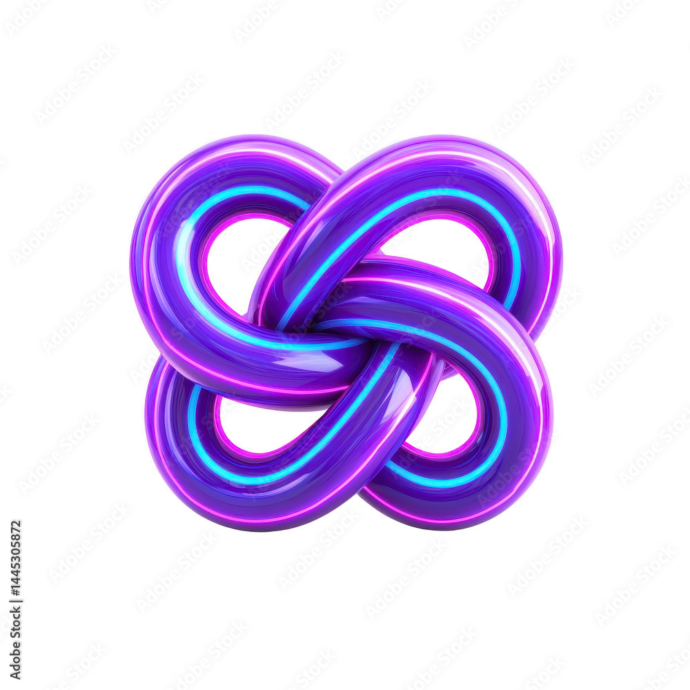 Aufkleber vibrant, glossy purple and blue twisted knot with reflective surface, creating modern and abstract 3