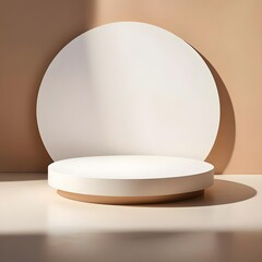 Minimalist Beige and White Product Display Podium