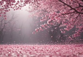 Mesmerizing pink sakura petal fall, soft focus backdrop ,  gentle,  bokeh
