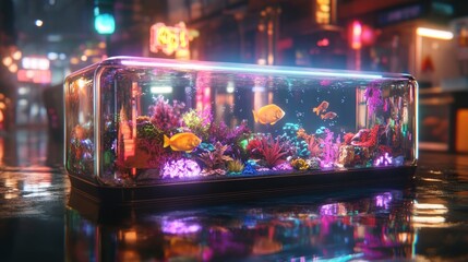 Neon Cityscape Fish Tank