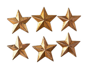 Obraz premium Antique gold five-pointed stars collection on black background