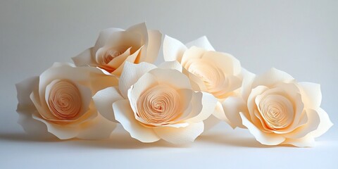 Delicate paper roses in soft hues