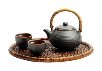 Tea Set for Vintage and Traditional Decor - Isolated on White Background