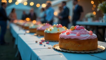 traditional delicious easter cakes on white wooden surface