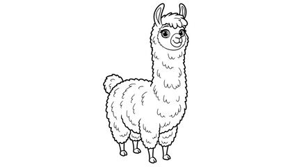 Fototapeta premium Cute Young Llama Baby Animal Cartoon Coloring Page for Children Creative Activity