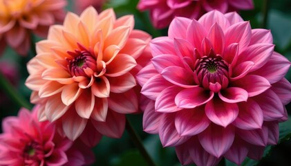 Intricate dahlia blooms, vibrant colors, overlapping petals , flower, decoration