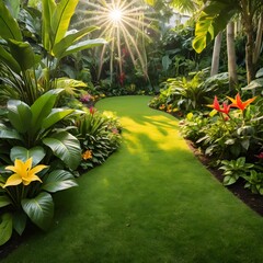 Sunlit Tropical Garden Path