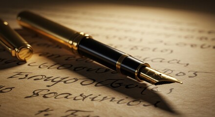 Fototapeta premium Elegant Fountain Pen on Paper (Photo)