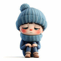 Sad Cartoon Boy 3D Render