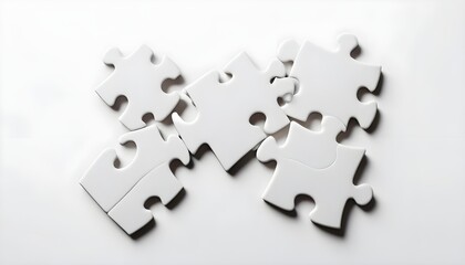 White Jigsaw Puzzle Pieces on White Background
