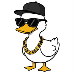 Simple Black and Yellow Cartoon Penguin Silhouette