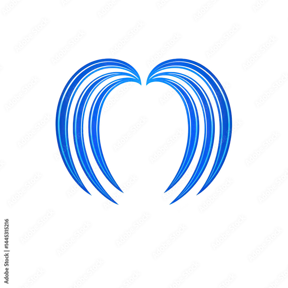 Aufkleber this features stylized blue heart shape with curved lines, creating modern and abstract design. hear