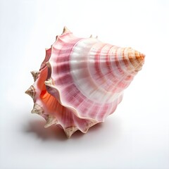 Pink Conch Shell on White Background