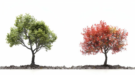Fototapeta premium 3D Render Two Trees Summer Autumn