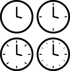Clock faces illustrating different times