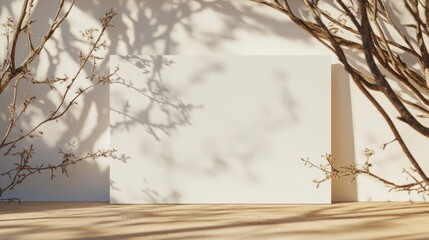Blank Canvas Mockup with Branch Shadows
