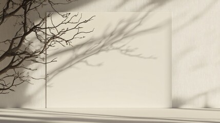 White Minimalist Wall with Branch Shadow and Texture