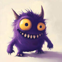 Obraz premium Purple Fuzzy Monster Illustration