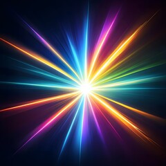 Abstract Colorful Light Rays Burst