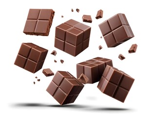 Fototapeta premium Floating Milk Chocolate Cubes