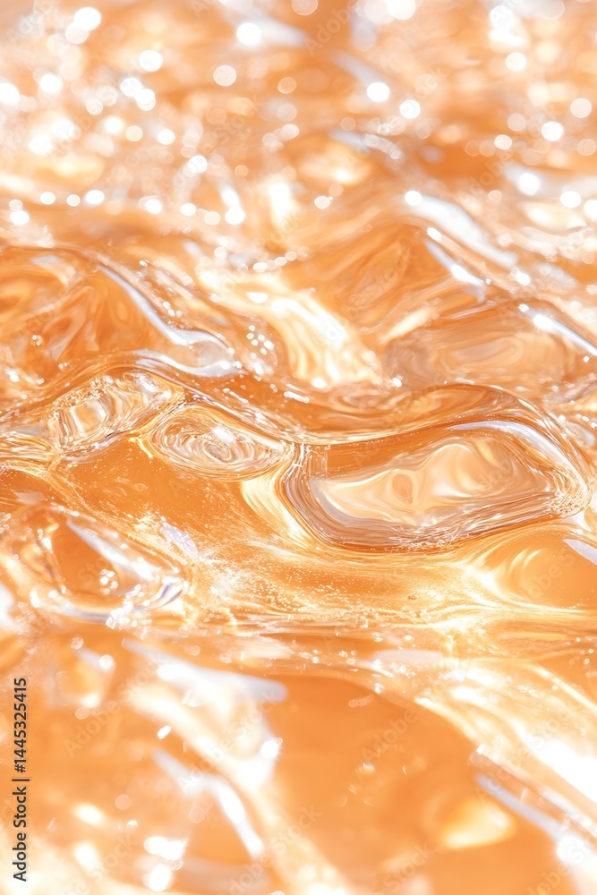 Aufkleber abstract close-up of shimmering, peach-toned liquid with subtle wave patterns and bokeh highlights