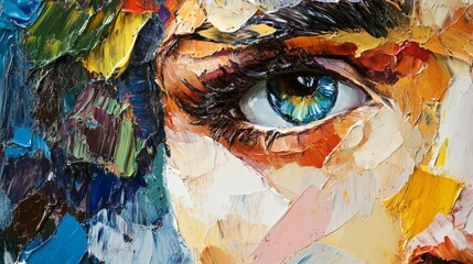 Close-up of a vibrant oil painting.