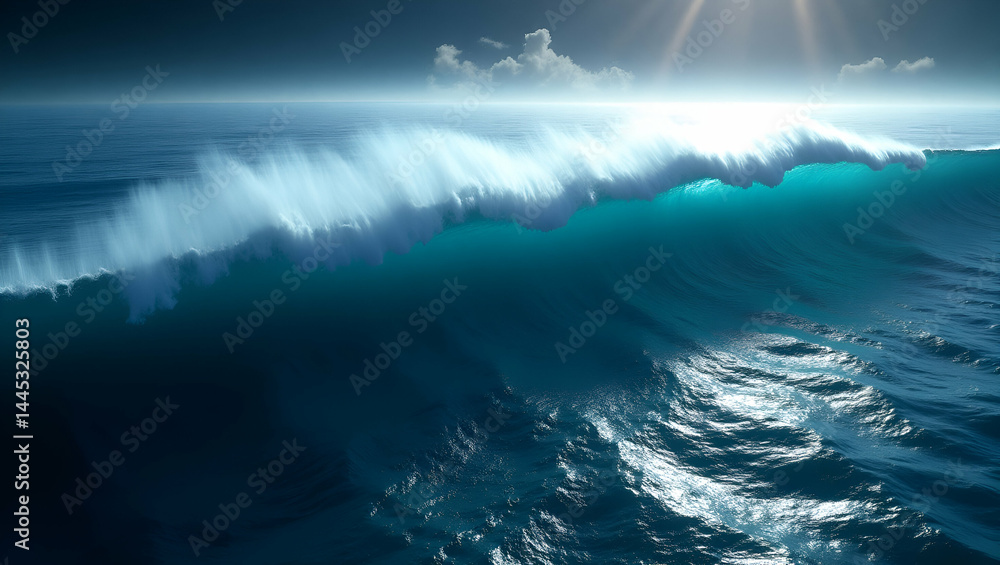 Aufkleber satellite view of ocean swell: massive wave formation and propagation direction illustrated with spa
