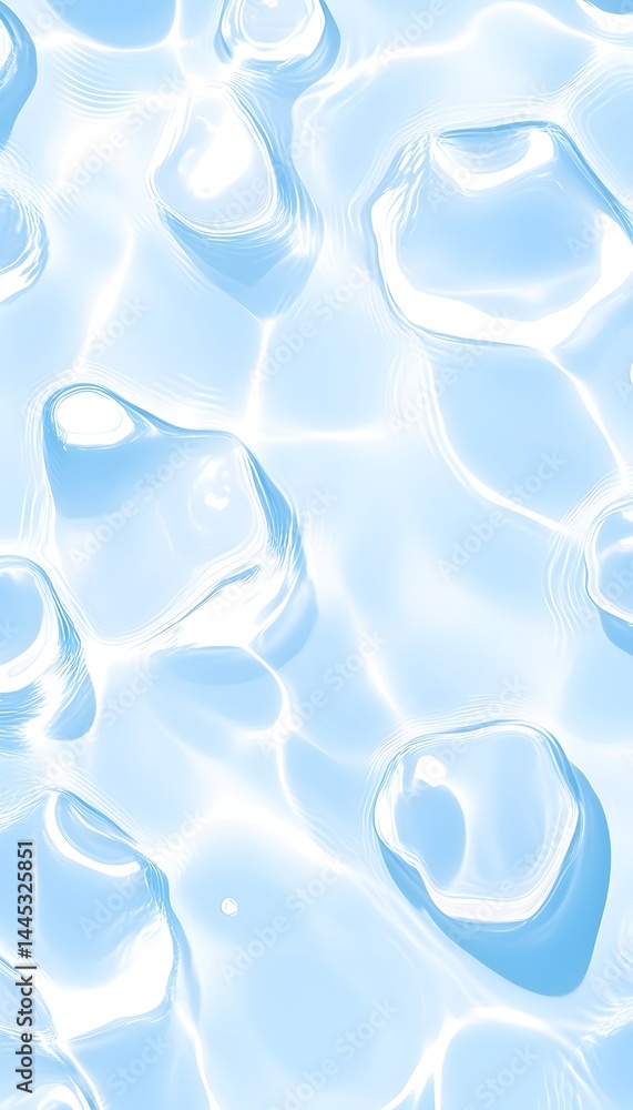 Poster abstract image of light blue, textured water surface with subtle light reflections and rounded shape