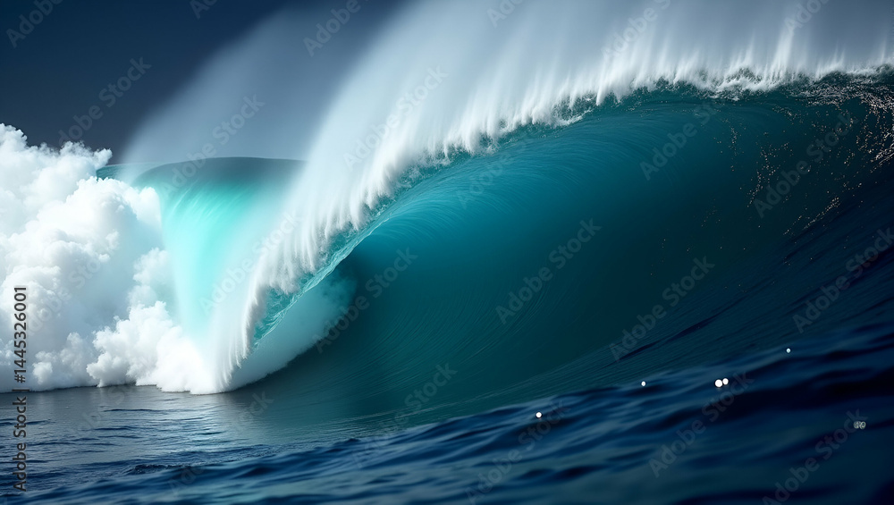 Aufkleber stunning satellite view of ocean swell: wave formation and propagation direction illustrated with sp