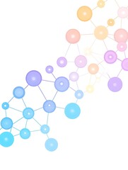 Abstract pastel-colored network of interconnected nodes, forming a swirling, wave-like pattern