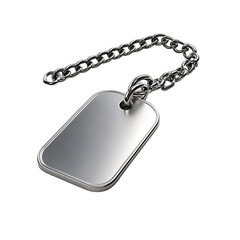 Fototapeta premium Blank silver dog tag on chain military ID tag