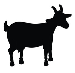Cute cartoon hand drawn vector goat silhouette.