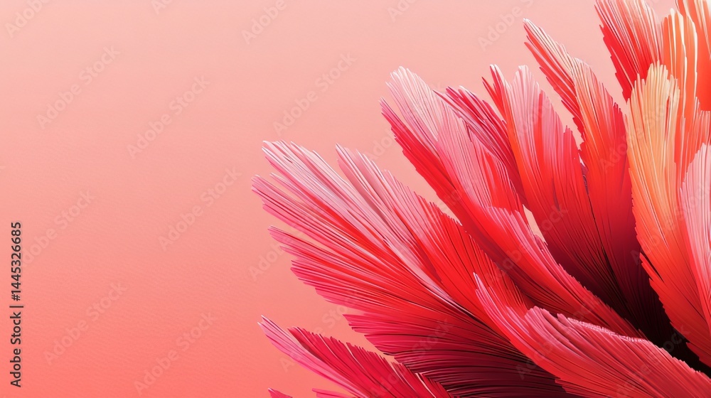 Poster aesthetic abstract red leaves in the corner of the red background created with generative ai technol
