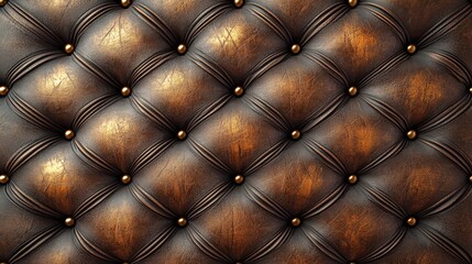 Fototapeta premium Luxurious light brown quilted leather texture with golden diamond pattern, seamless repeating design, elegant vector illustration background, high resolution and highly detailed for versatile usage