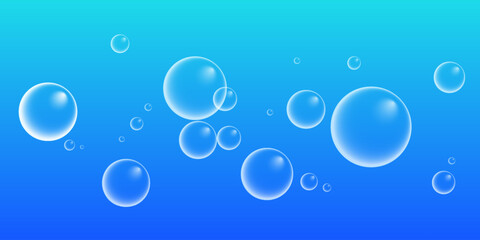 A set of colorful and colorful soap bubbles to create a design. Isolated, transparent, realistic soap bubbles on a transparent background.