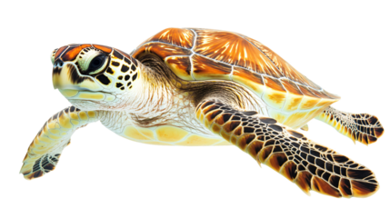 Gorgeous Sea Turtle Isolated on White Background: Majestic Aquatic Animal