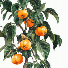 Illustration of quince tree looking vibrant and fresh with bright fruits