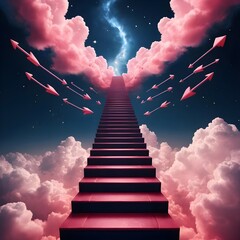 Fototapeta premium Stairway to Heaven Aspirational Journey Through Clouds