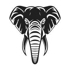 Elephant head silhouette, isolated vector illustration, wild animal graphic design