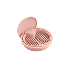 Obraz premium Compact Pink Travel Soap Dish with Lid - Hygienic and Portable Soap Case