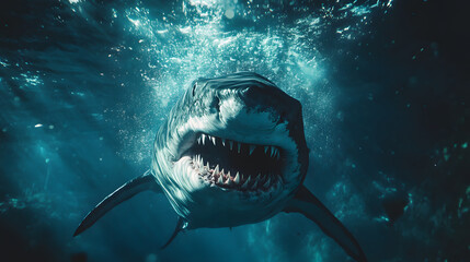 Fototapeta premium Enormous shark swimming throu