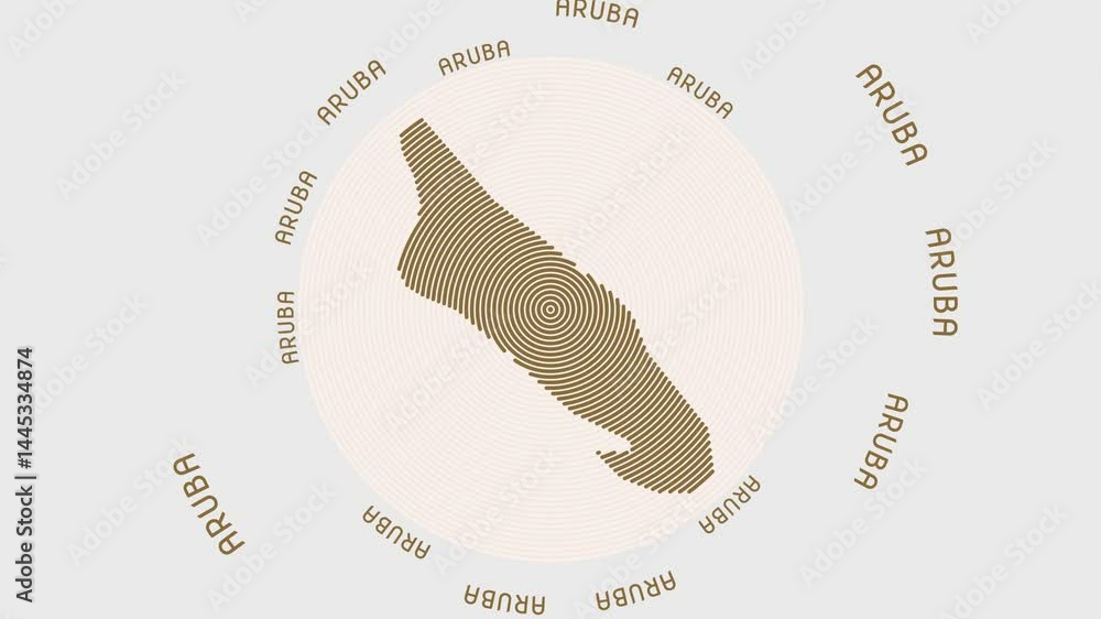 Poster aruba shape with dynamic circles visual effect. animation of aruba logo appearing from rotating ring