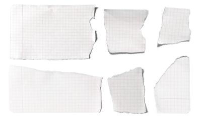 Set of notebook paper torn pieces