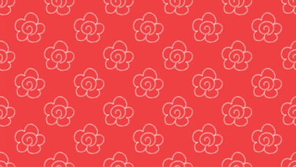 赤い下地に白い花丸のパターン背景イラスト。シームレスなベクターの4Kイラスト素材