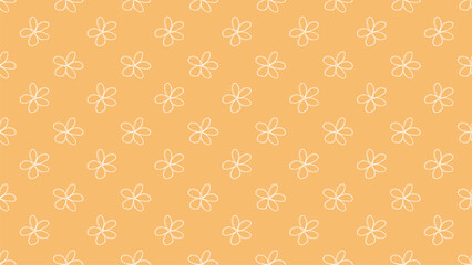 黄色の下地に白い花柄のパターン背景イラスト。シームレスなベクターの4Kイラスト素材