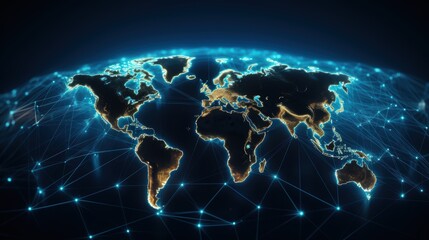 Fototapeta premium Logistics international delivery concept, World map with logistic network distribution on background.background for Concept of fast or instant shipping, Online goods orders worldwide
