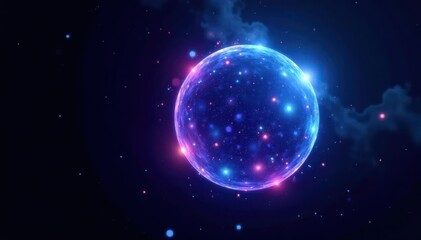 Electric blue and purple plasma sphere, isolated on black background , discharge, energy, portal