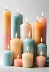 Pastel Colored Candles Burning